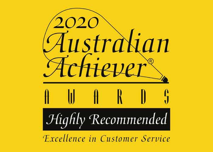 2020 Australian Achiever Awards - Excellence in customer service - certificate image