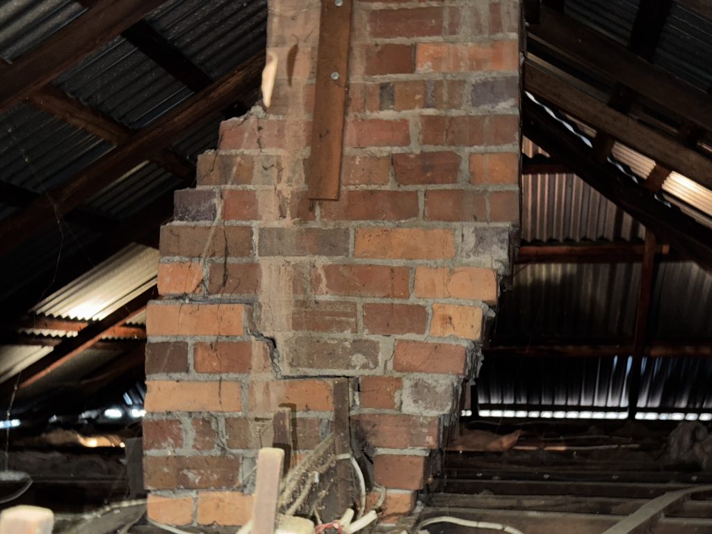 Severe structural cracking through brickwork identified during a Melbourne building inspection